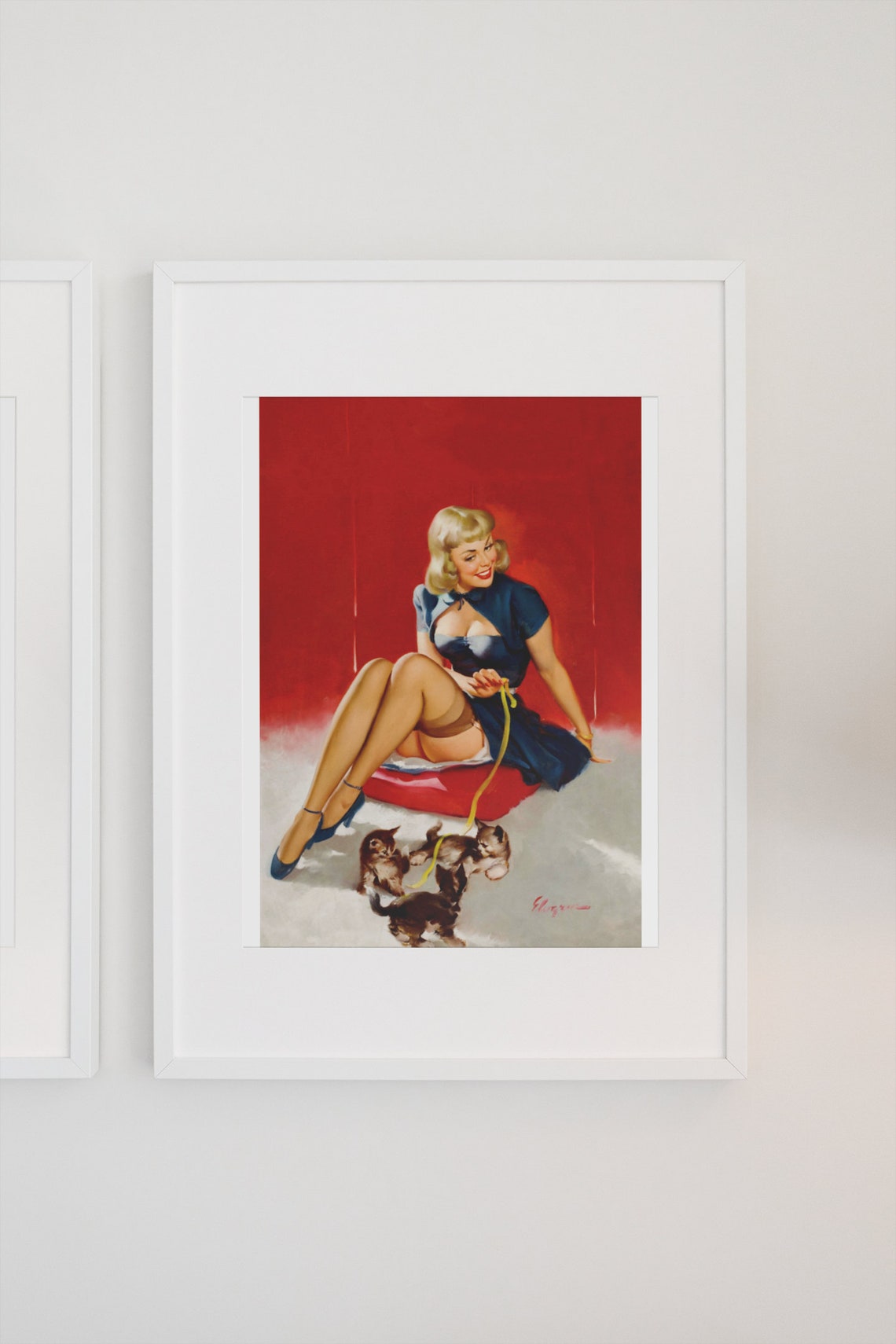 Gil Elvgren Some Cute Tricks Kittens Ribbon Pin-Up Cat Art Poster - Image 3