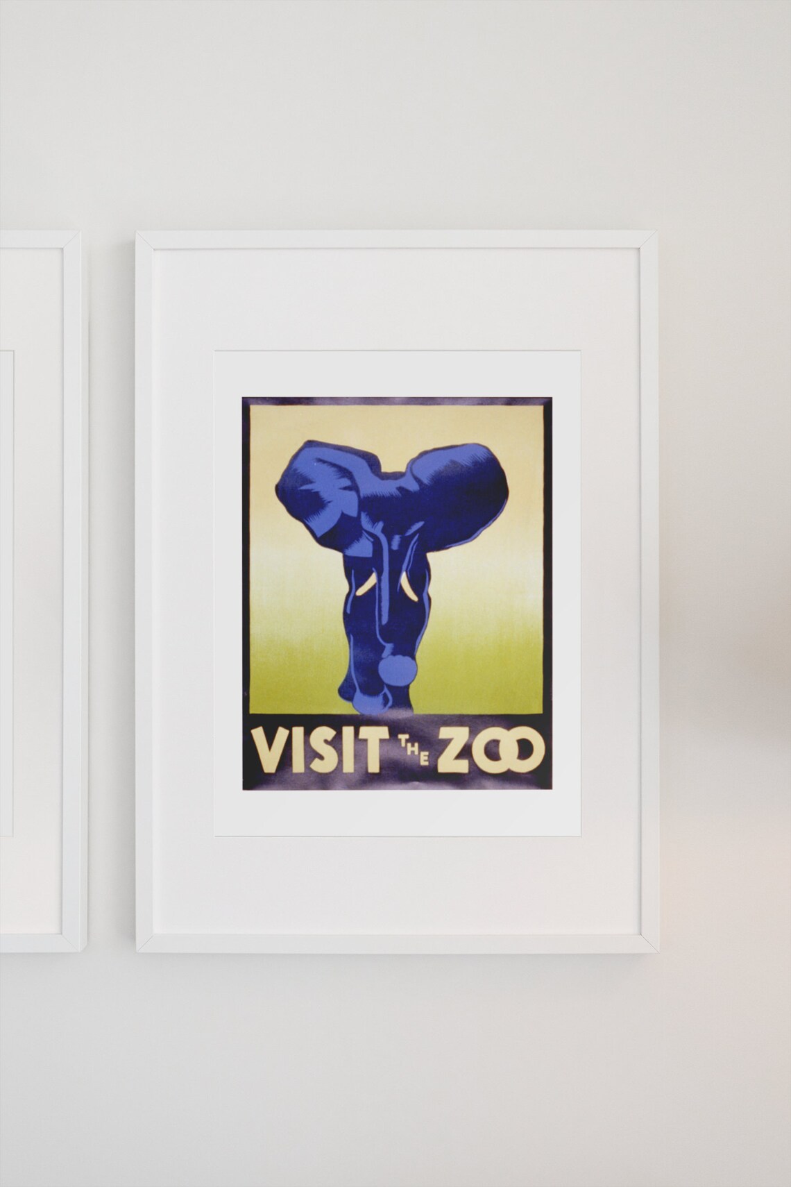 Visit the Zoo Blue Elephant 1930s Vintage WPA Era Animal Poster - Image 3