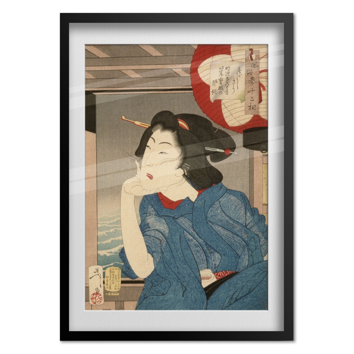 Japan Vintage Art A Geisha Of The Mid 1870s Seated In A Boat 1888 Tsukioka Yoshitoshi Japanese 1839 1892 - Image 4