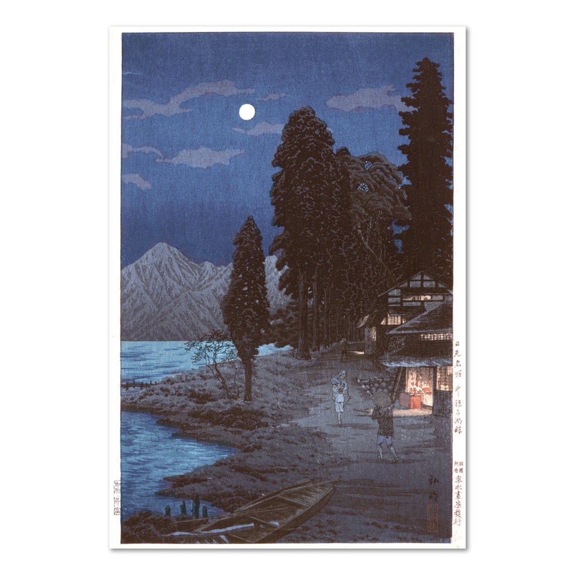 Kawase Hasui Moonlit Lake Chuzenji Nikko Night Woodblock Poster