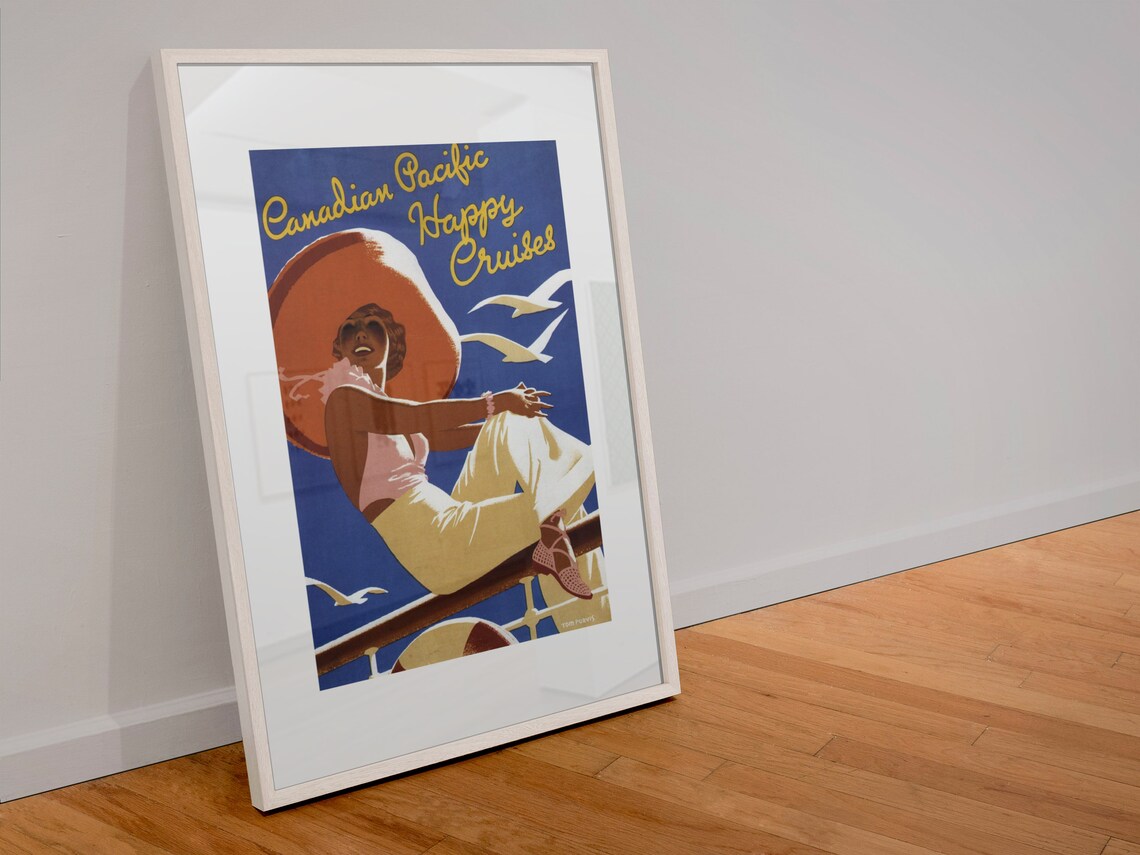 Canadian Pacific Happy Cruises Vintage Ocean Liner Ship Travel Poster - Image 4
