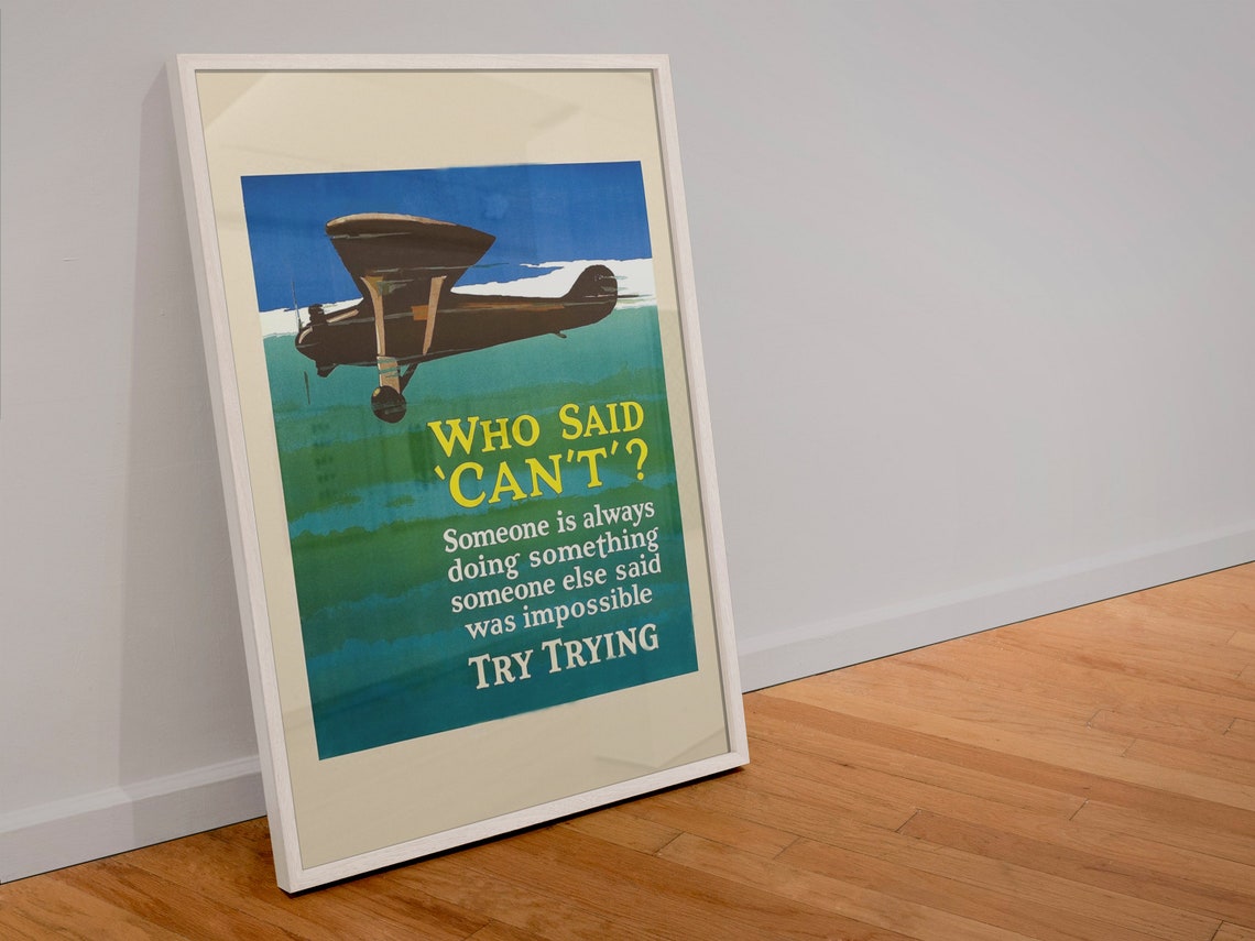 Who Said Cant Try Trying Vintage Motivational Business Poster - Image 3