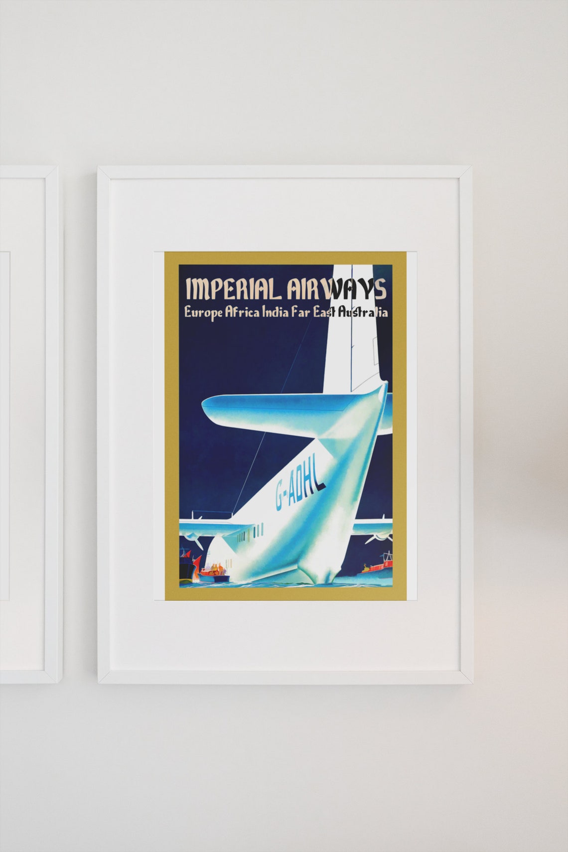 Imperial Airways Flying Boat G-ADHL Art Deco Classic Airline Poster - Image 3