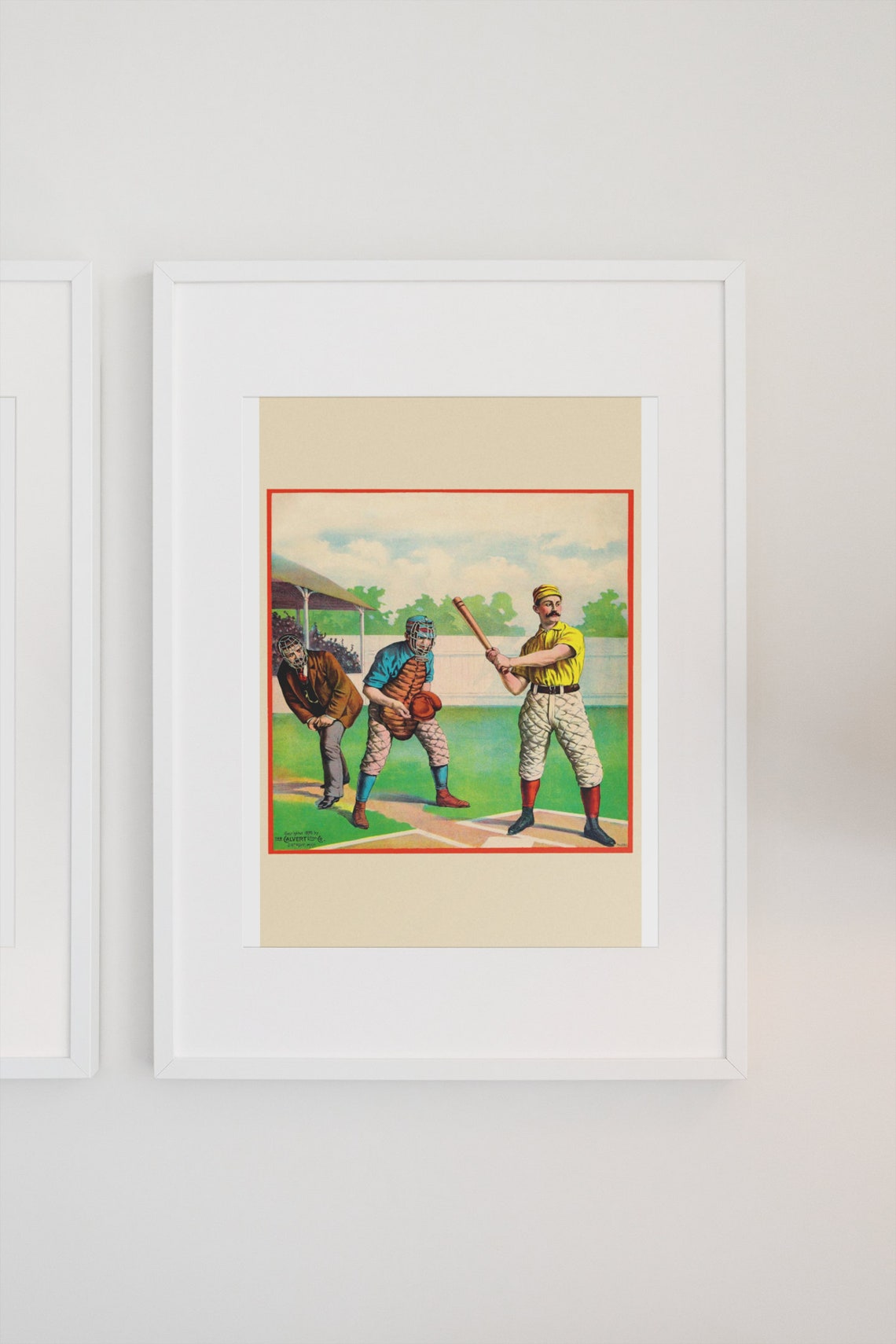 1895 Calvert Baseball Batter Vintage Sports Illustration Poster - Image 3
