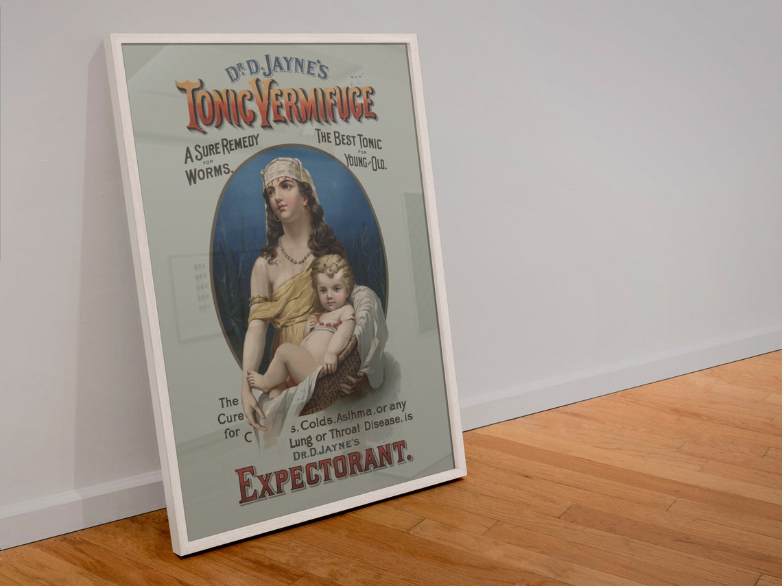 Doctor Jaynes Tonic Vermifuge Expectorant Vintage Medicine Poster - Image 4