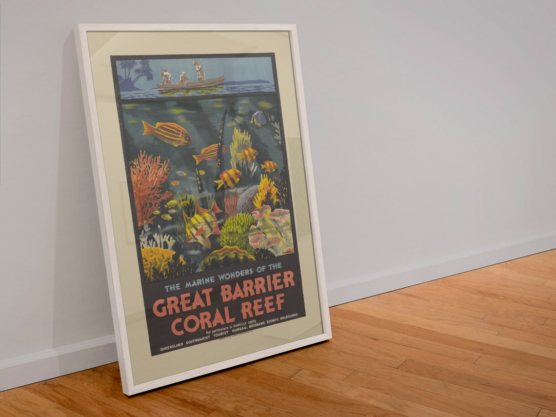 Great Barrier Coral Reef Marine Wonders Vintage Travel Poster - Image 4
