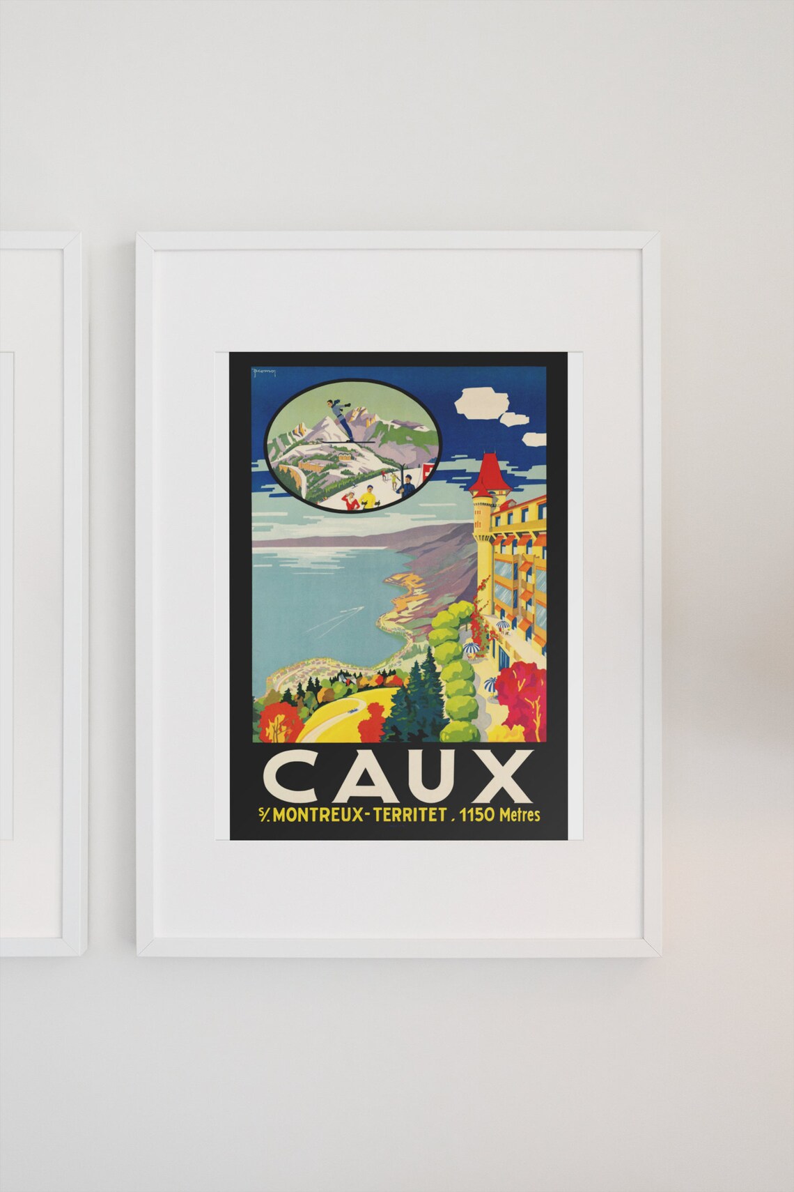 Caux Montreux Territet 1150 Metres Vintage Swiss Travel Poster - Image 3
