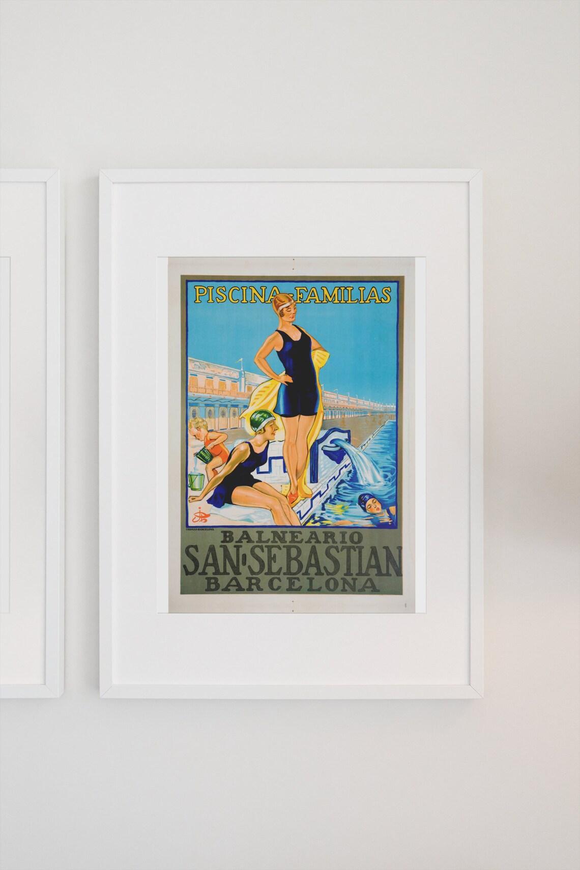 Piscina Familias Balneario San Sebastian Barcelona Pool Vintage Poster - Image 3