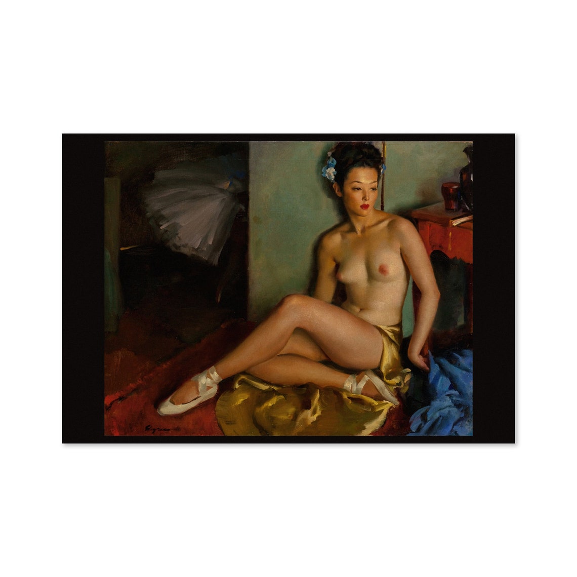 Seated Ballet Dancer Vintage Oil Painting Classic Fine Art Poster