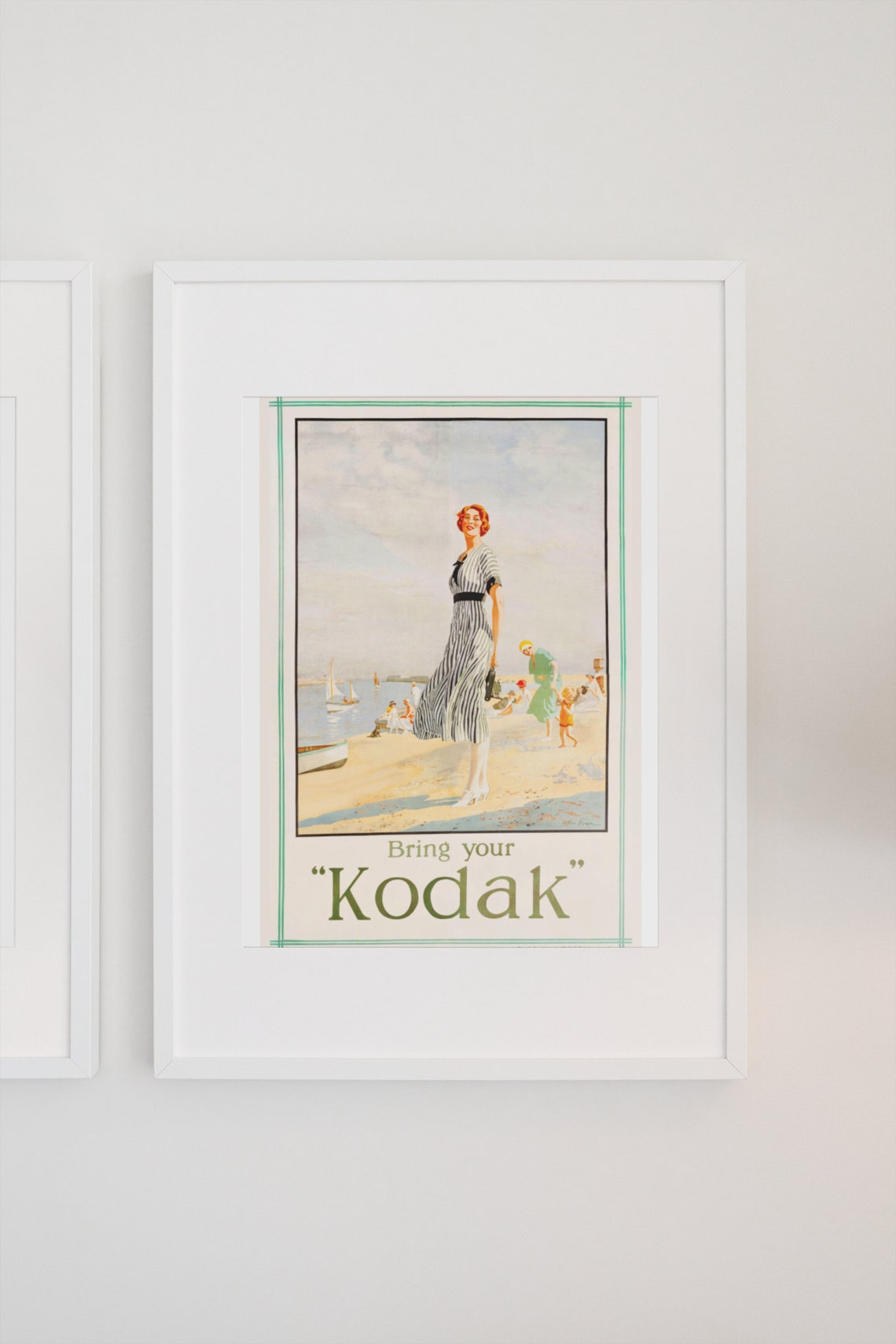 Bring Your Kodak 1925 Beach Scene Vintage Camera Advertising Poster - Image 3