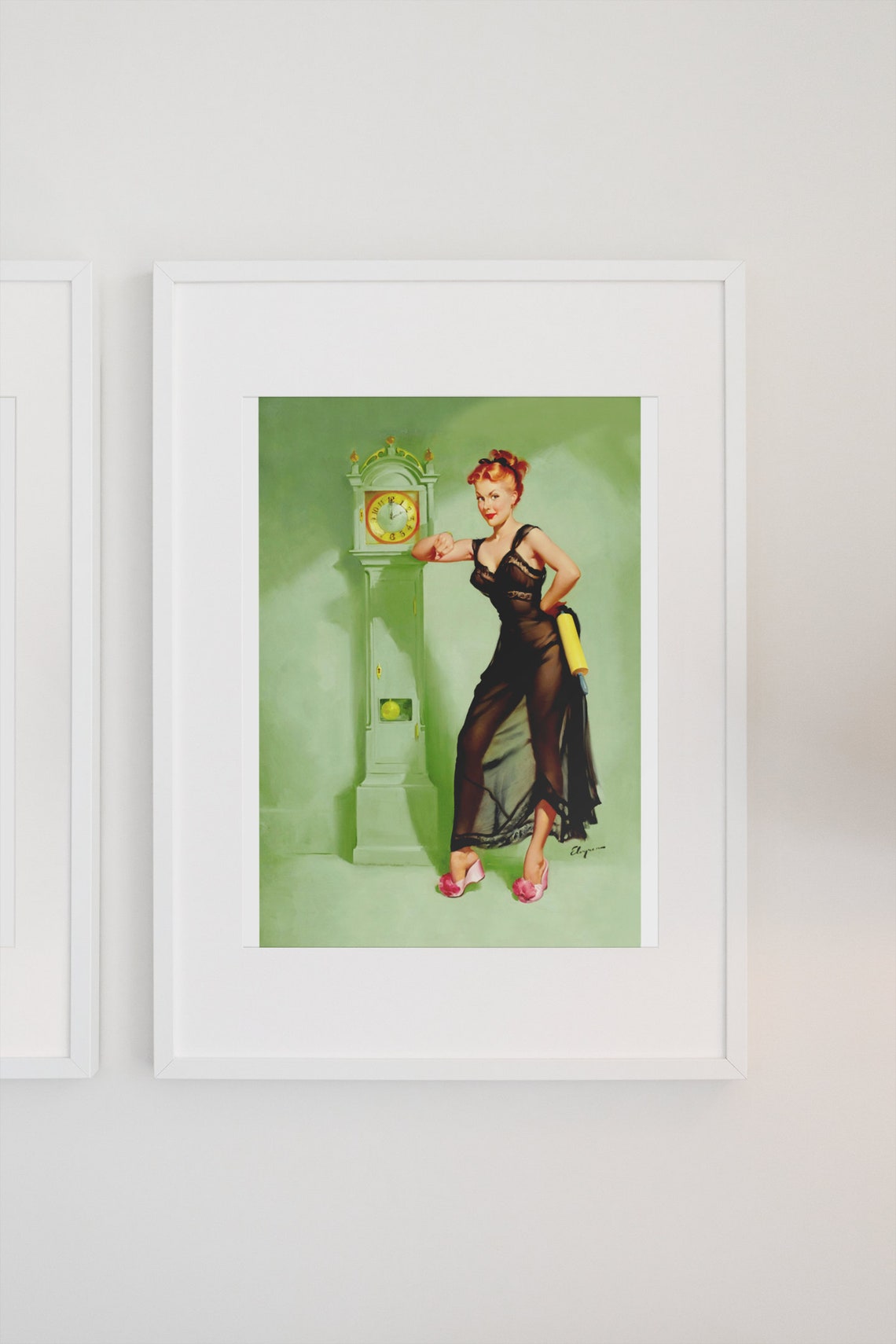 Gil Elvgren Honeymoons Over Clock Vintage Pinup Retro Art Poster - Image 3