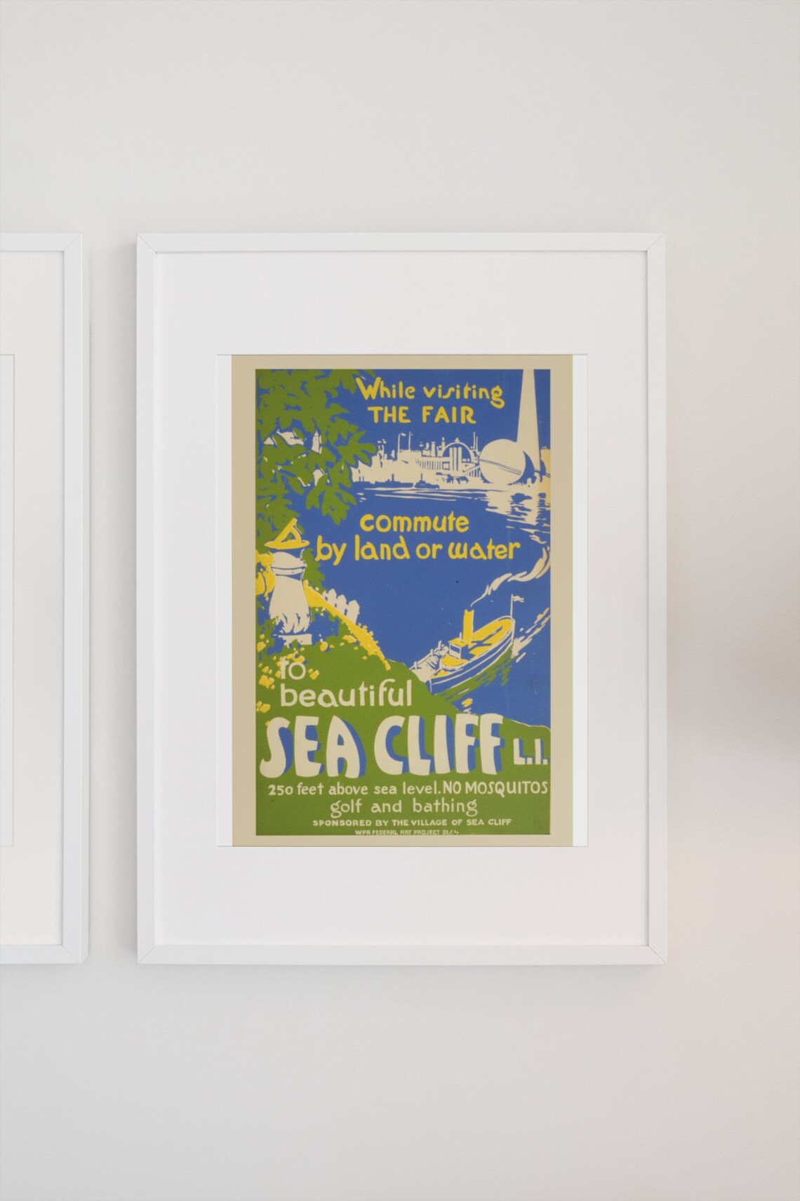 Beautiful Sea Cliff Long Island WPA Federal Art Travel Poster - Image 3