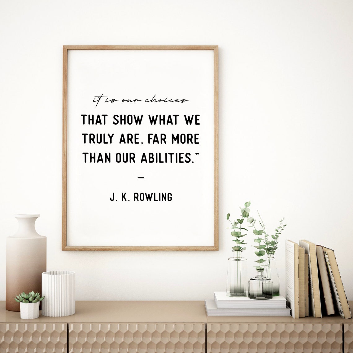 J.K. Rowling It Is Our Choices Quote Poster Black and White Typography - Image 2