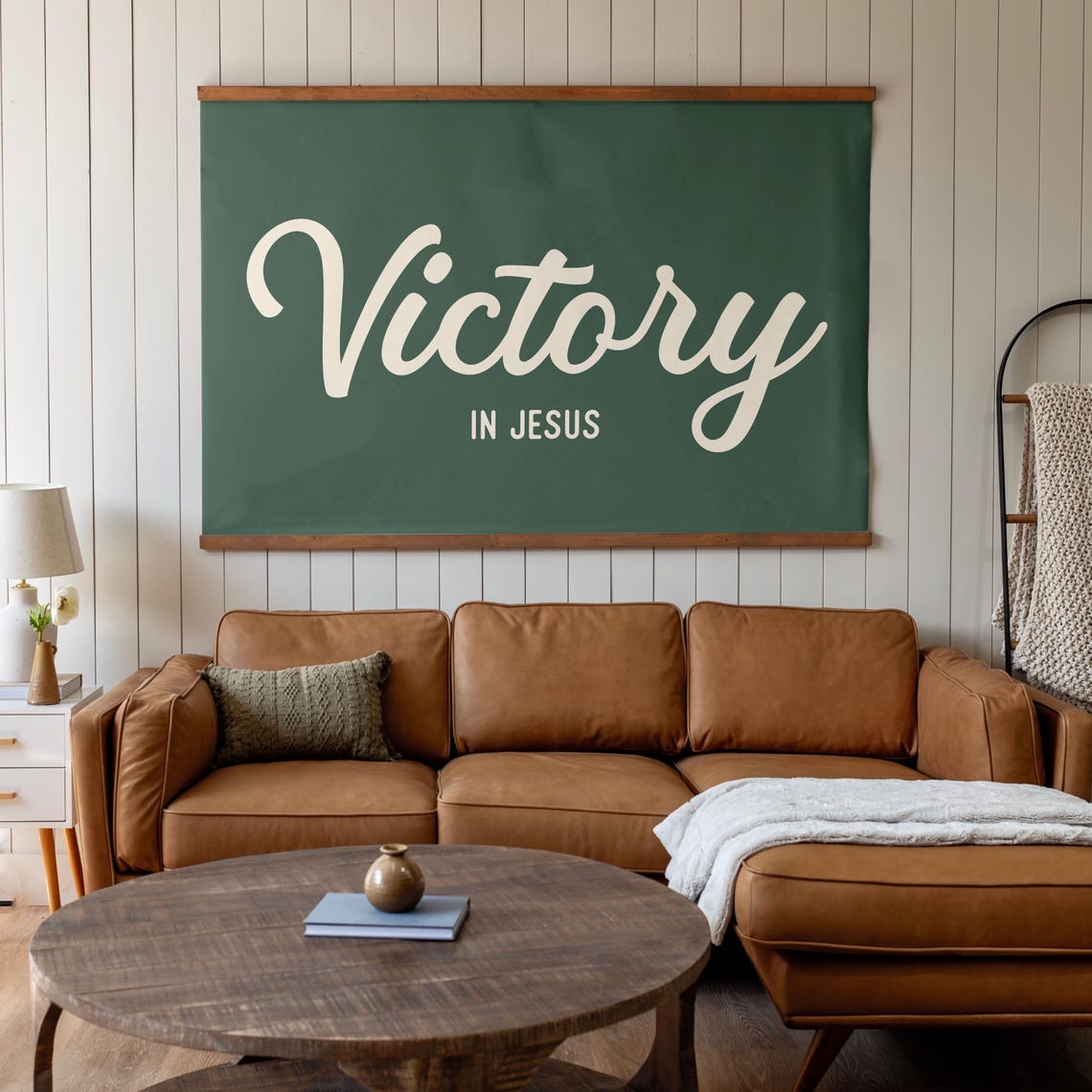 Victory in Jesus Script Lettering on a Green Chalkboard Style Poster - Image 3