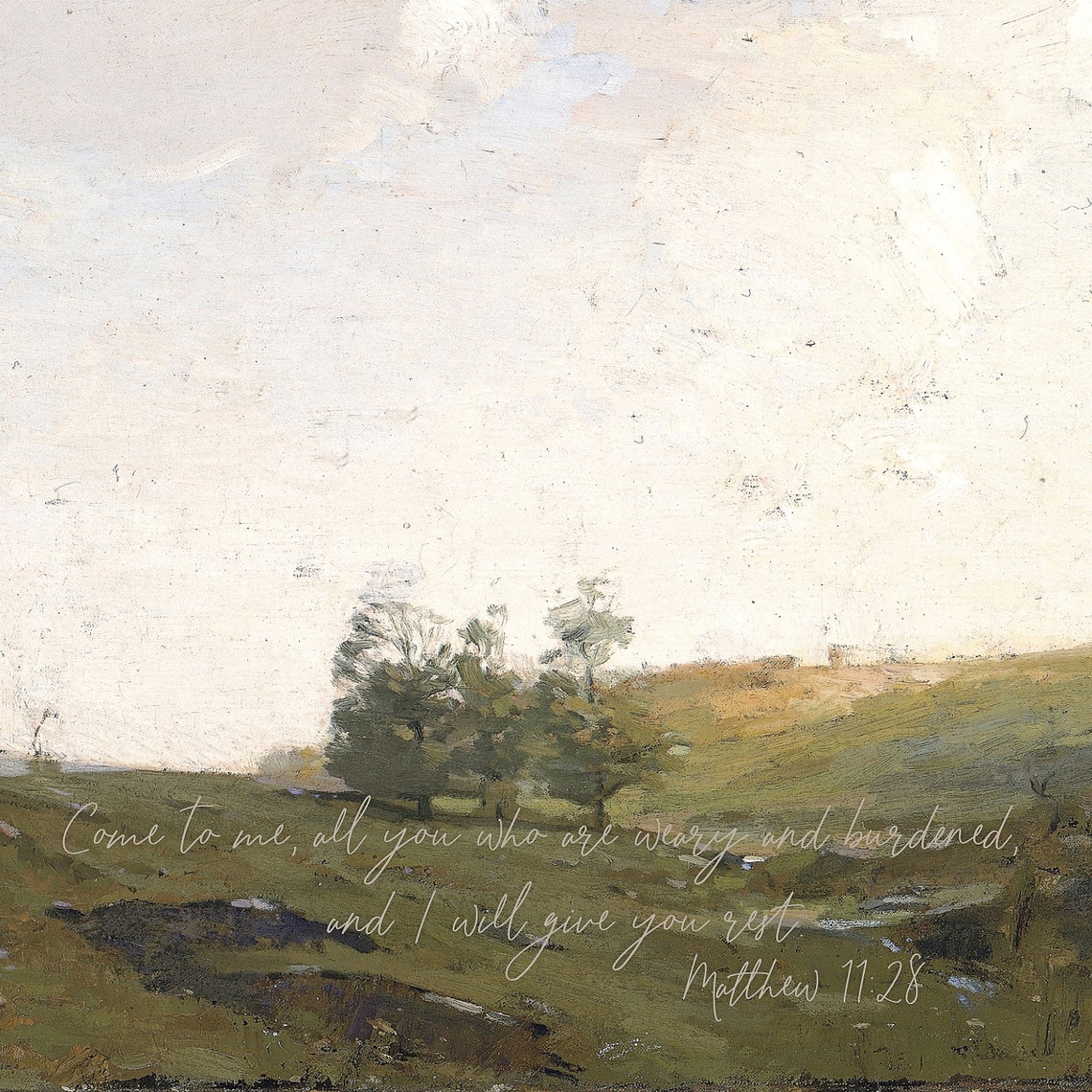 Matthew 11:28 Come To Me Rest Vintage Landscape Scripture Poster - Image 2