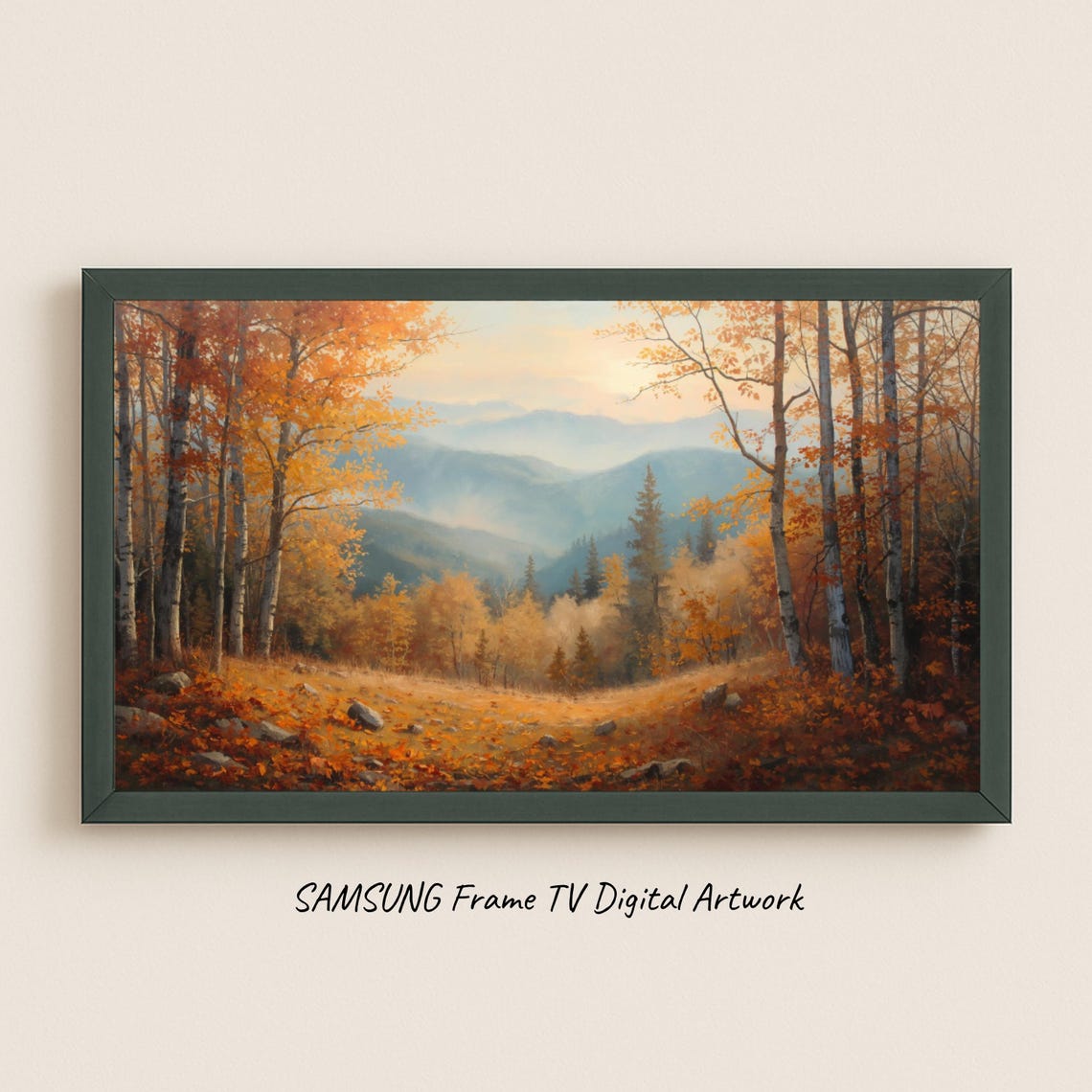 Golden Autumn Birch Trees On The Warm Dreamy Forest Hillside Poster