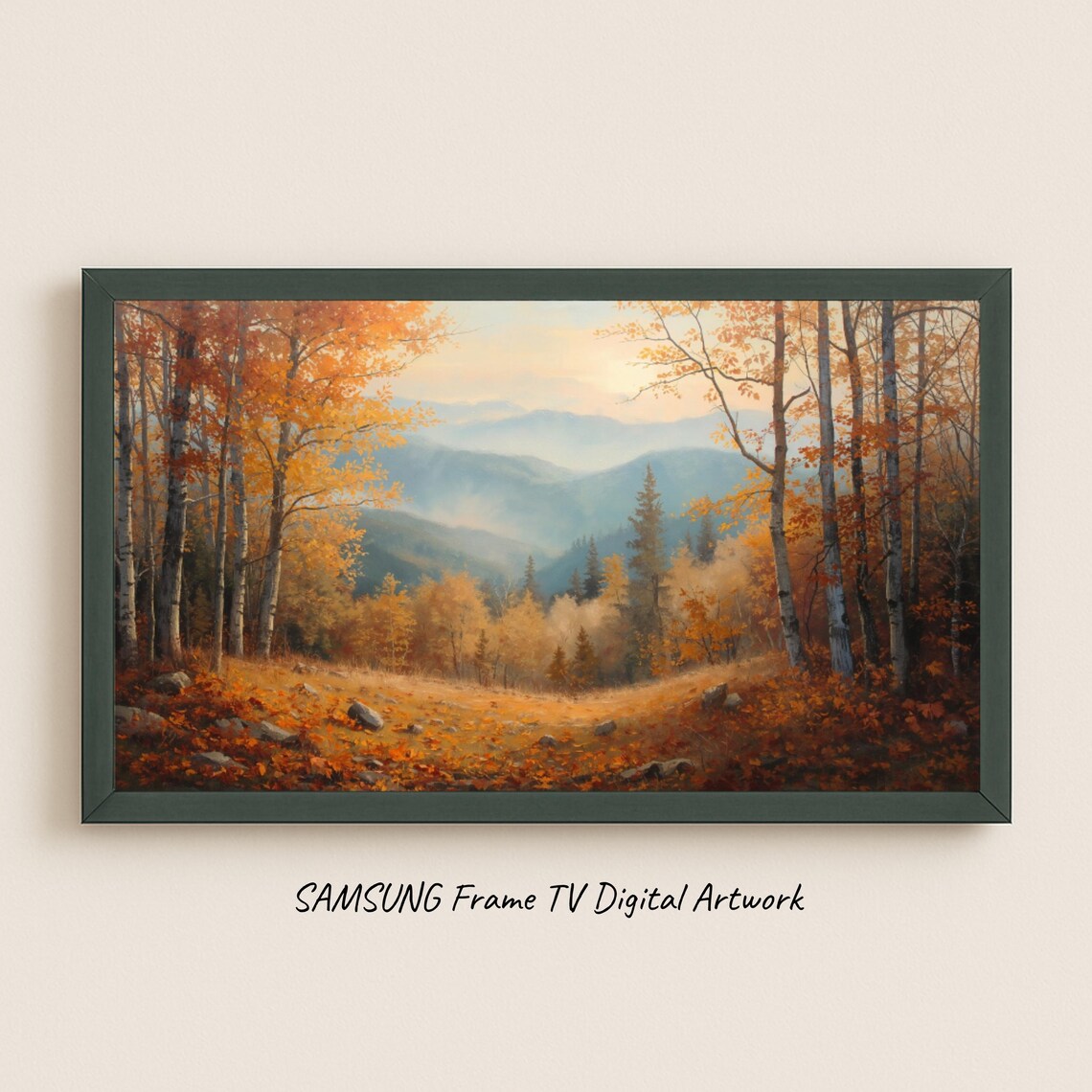 Samsung Frame Tv Art Autumn Hillside View Warm Dreamy Landscape