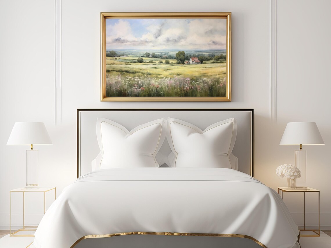 Spring Landscape Painting, Vintage Country Decor - Image 2