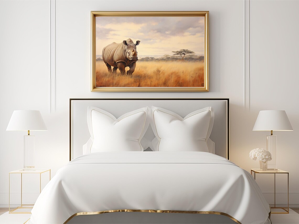 African Rhinoceros in the Savannah Art Print - Image 2