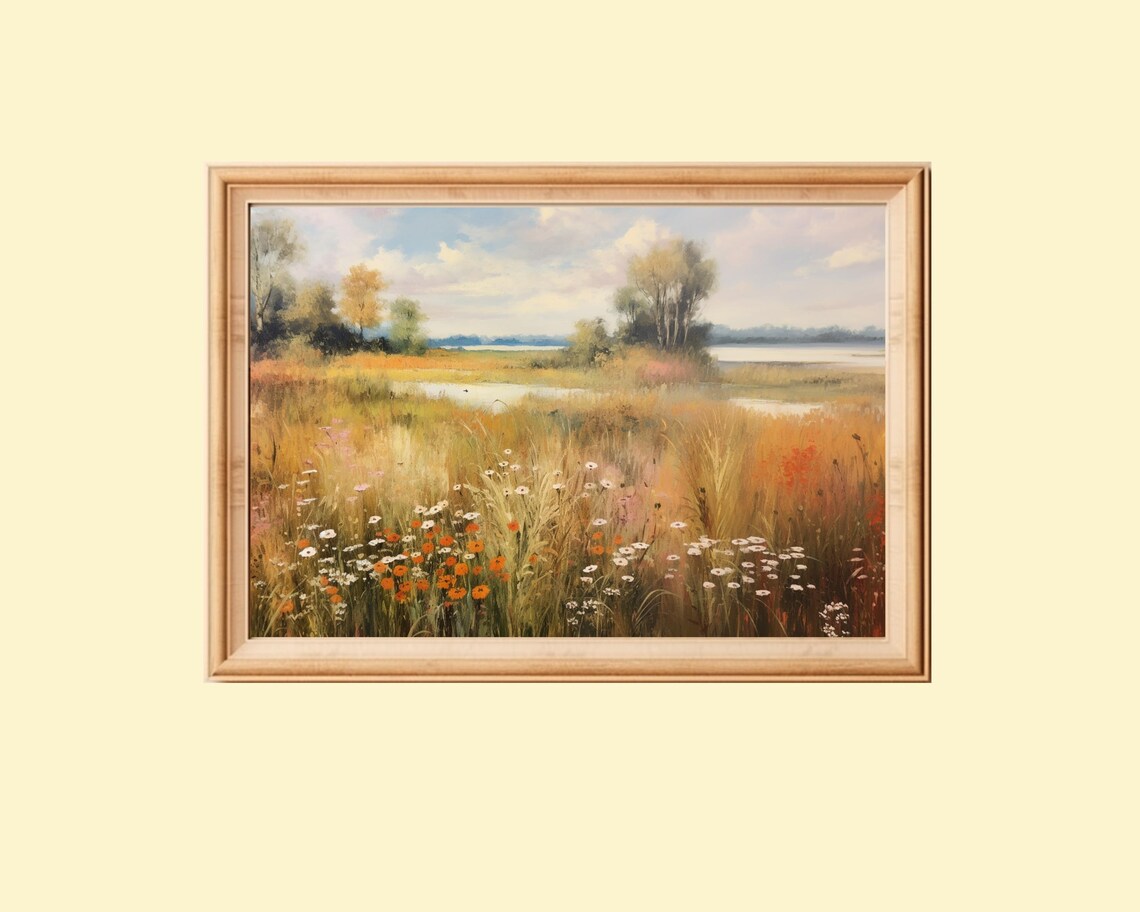 Autumn Meadow Field Landscape, Rural Country Decor