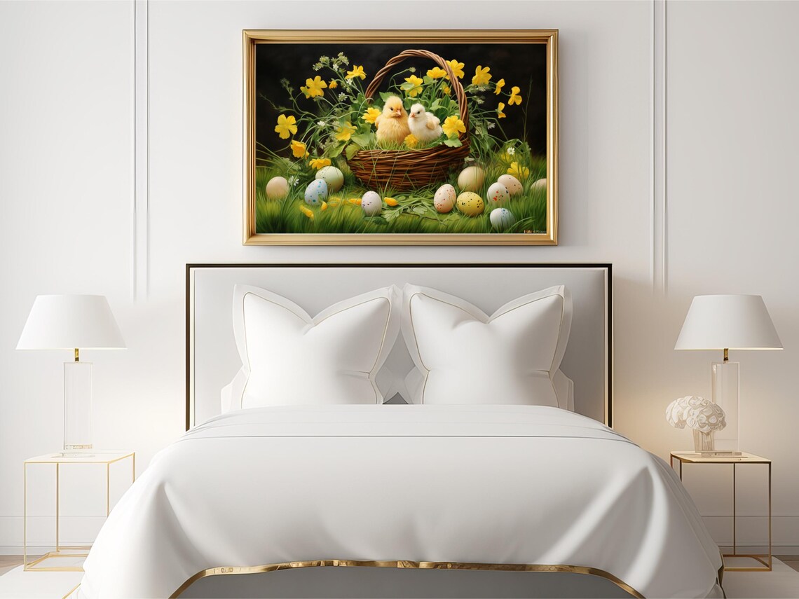 Easter Chicks In A Basket, Nursery Decor Print - Image 2