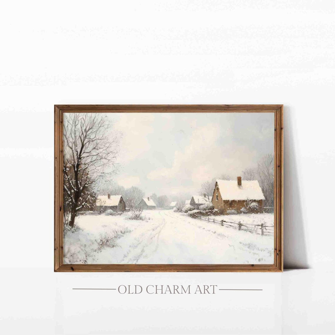 Winter Landscape Wall Art Vintage Country Landscape Painting Antique Winter Cottage Print Christmas Art Poster Wa210