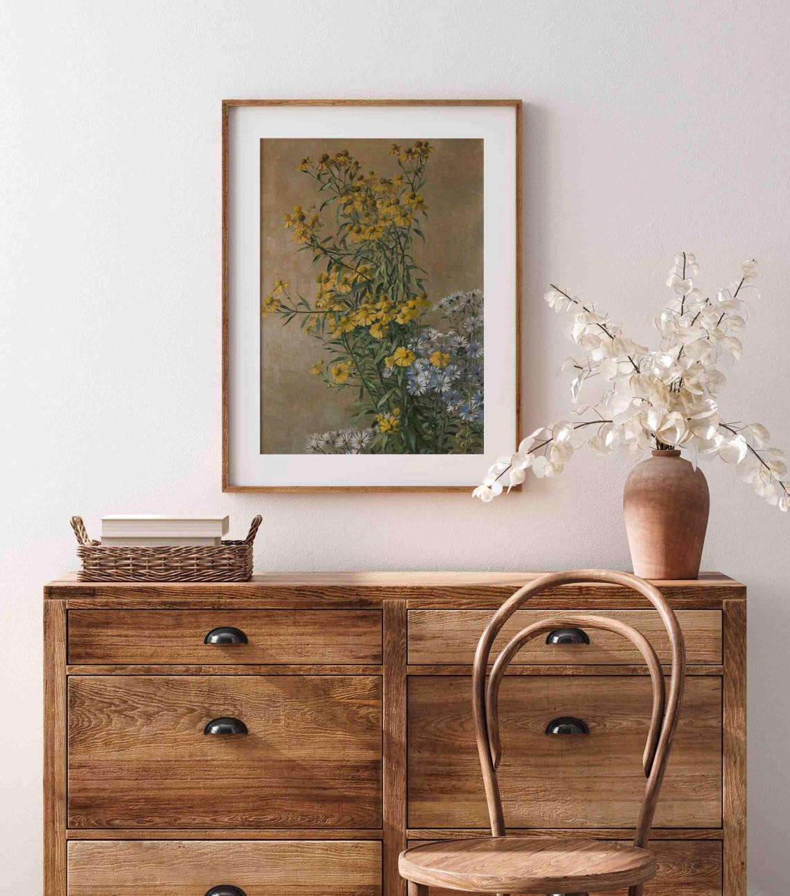 Antique Botanical Print Of Yellow Daisies And White Asters Art - Image 4