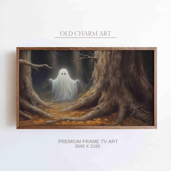 Halloween Ghost Dark Forest Cute Spooky October Painting Poster
