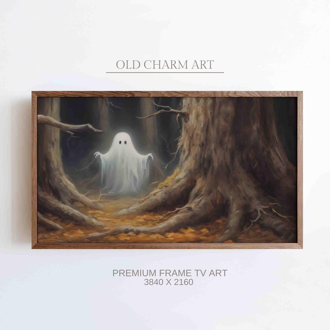 Halloween Ghost Dark Forest Cute Spooky October Painting Poster