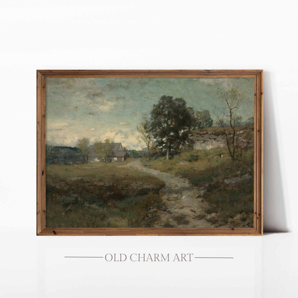 Rustic Moorland Path To A Distant Cottage With Rocky Outcrop Poster