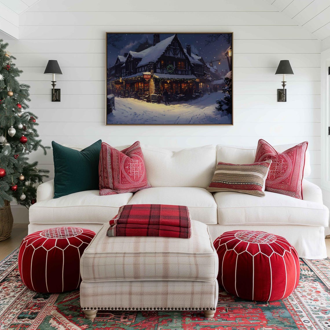 Winter Wall Art Winter Cityscape Print Country Pub Painting Farmhouse Festive Decor Art Cottage Winter Poster Wa228 - Image 4