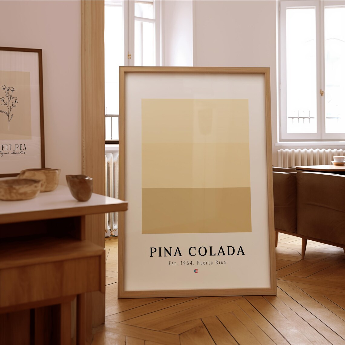 Pia Colada Cocktail Art Print, Minimalist Bar Decor