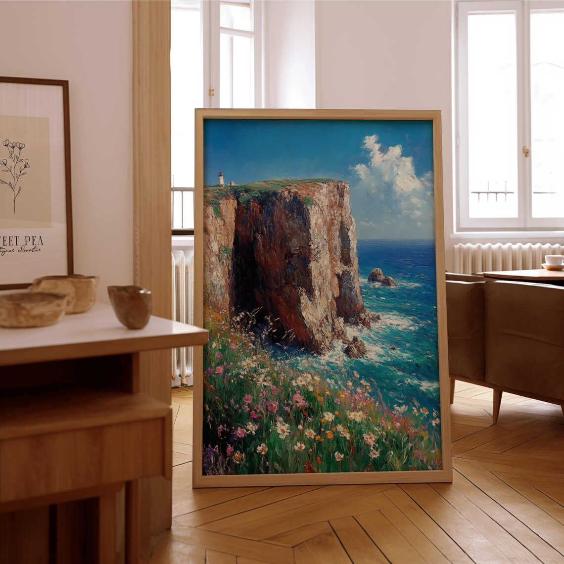 Impressionist Coastal Cliff Vintage Poster Print