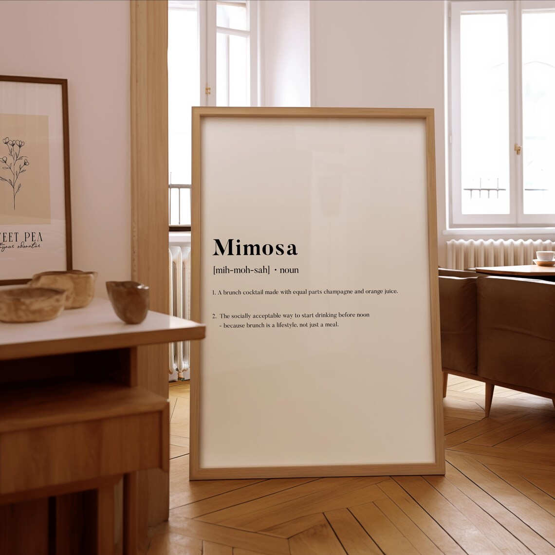 Mimosa Definition Print, Minimalist Brunch Art Print