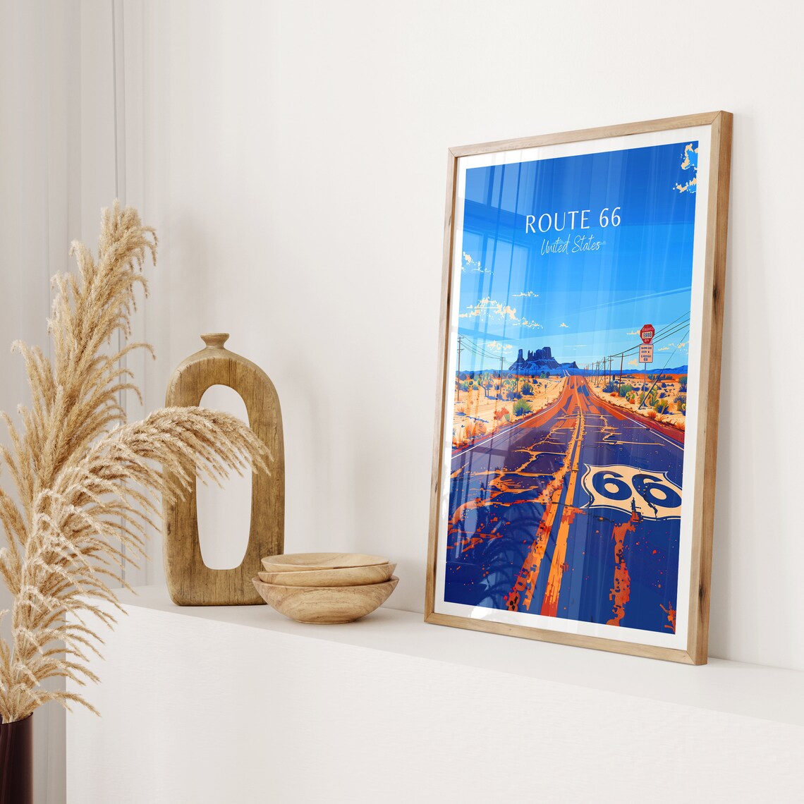 Route 66 USA Desert Highway Illustrated Vintage Travel Poster - Image 2