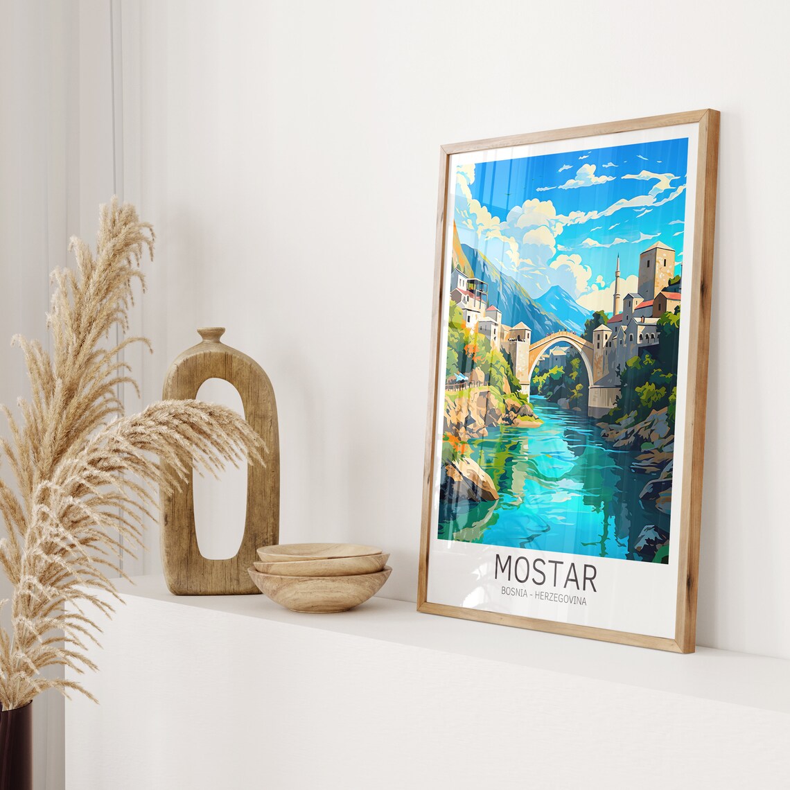 Mostar Vintage Travel Poster, Bosnia Art Print - Image 2