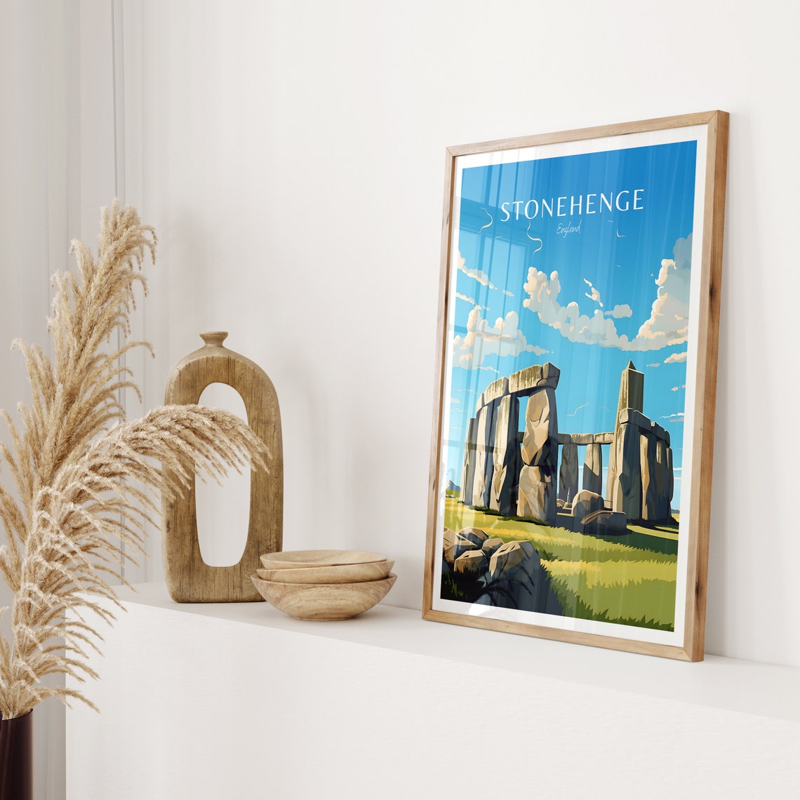 Stonehenge England Ancient Stones Blue Sky Historic Site Poster - Image 2