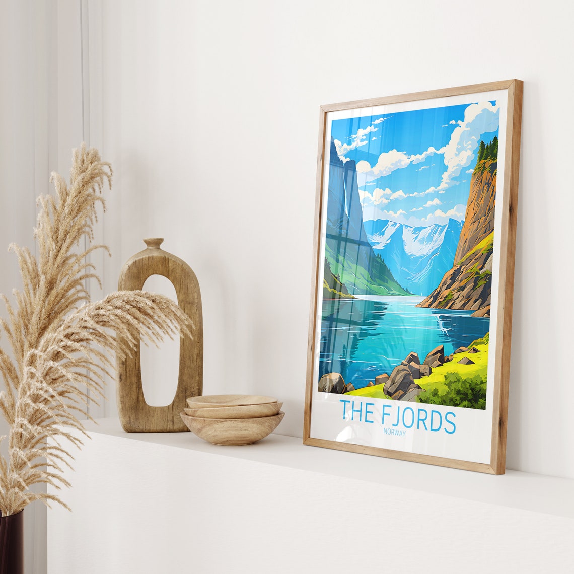 The Fjords Norway Turquoise Waterfall Cliffs Mountain View Poster - Image 2