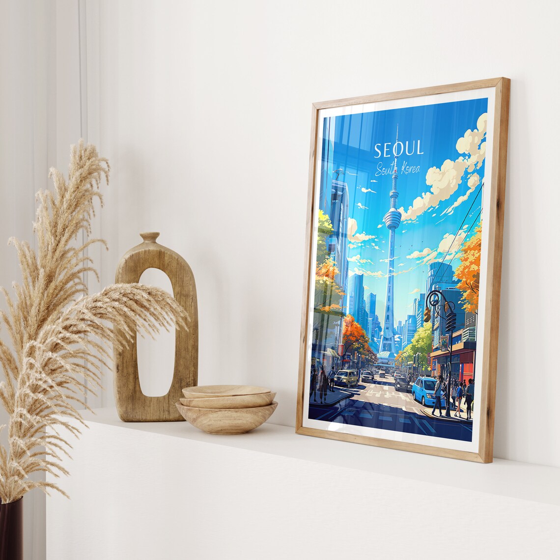 Seoul South Korea Travel Poster City Street N Seoul Tower View Art - Image 2
