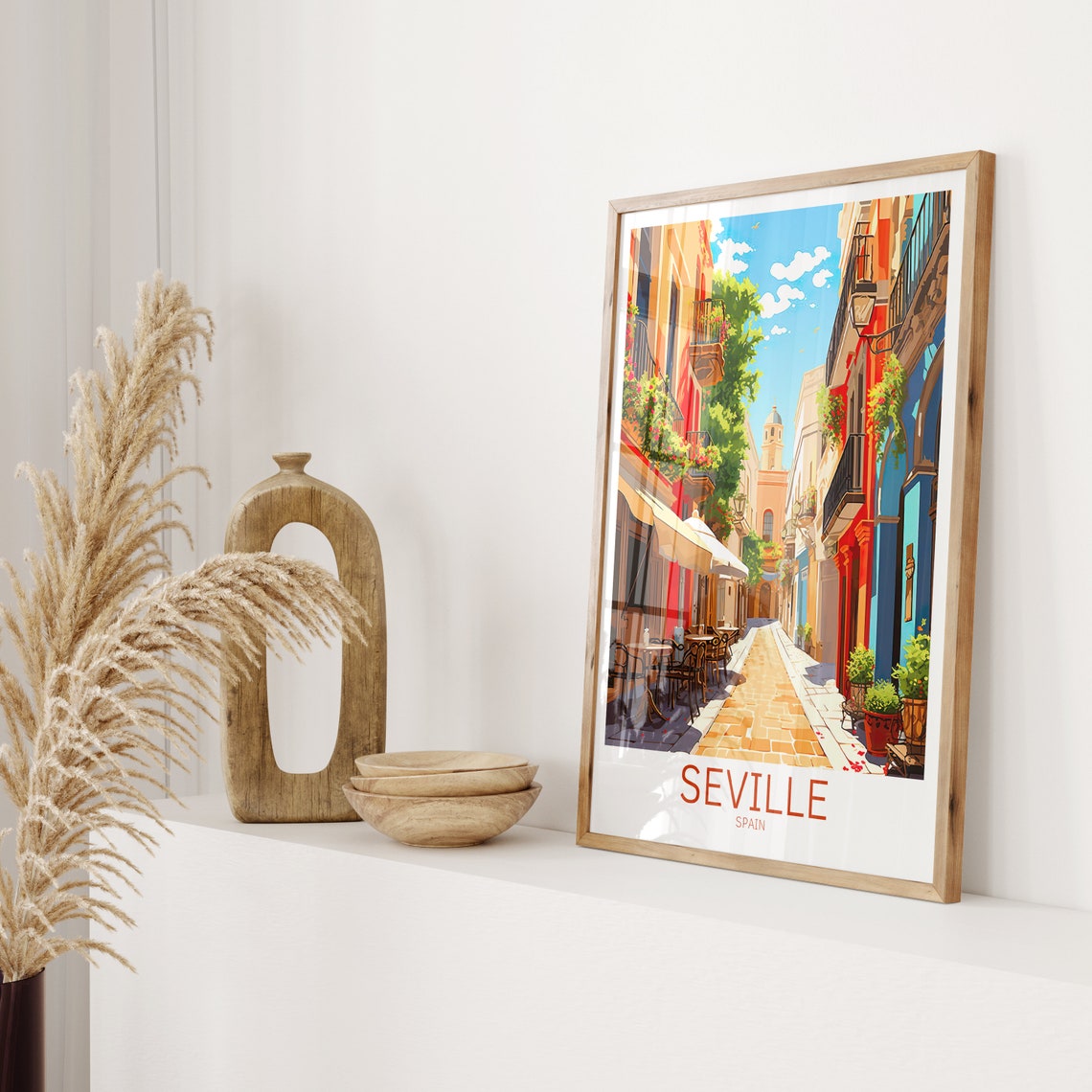 Seville Travel Poster Spain Poster Seville Vintage Poster Travel Poster Seville Retro Poster Seville Travel Gift Wall Art Print - Image 2