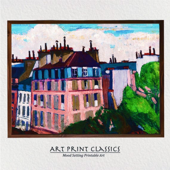 Paris Rooftops Painting Abstract Art Timeless Abstract Architectural Print Vintage French Buildings Na16