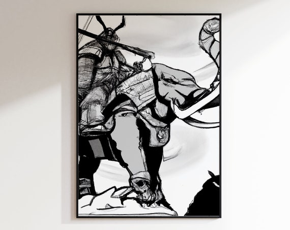 Samurai Man Print Samurai Print Samurai Cherry Blossom Tree Print And Frame Japanese Warrior