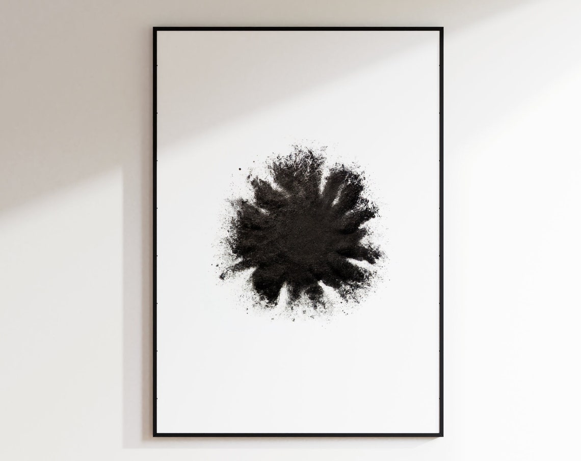Black Powder Splash Minimalist Abstract Monochrome Modern Art Poster