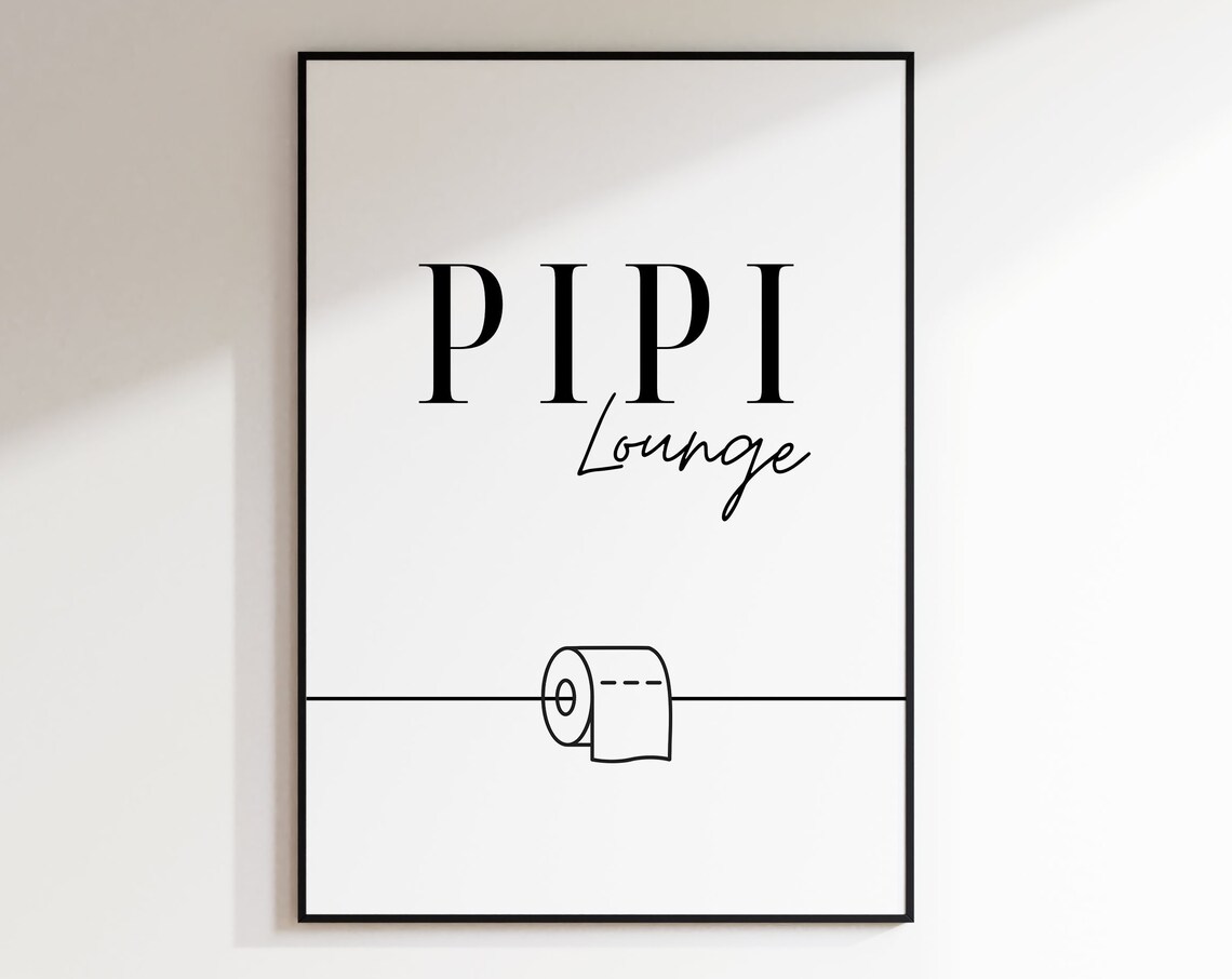 Pipi Lounge Funny Bathroom Toilet Paper Minimal Typography Poster