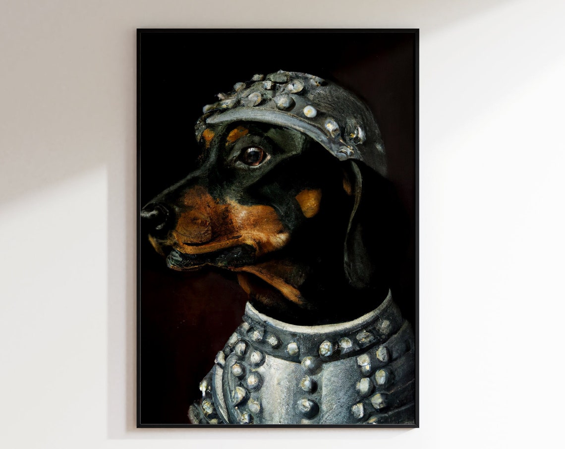 Dog In The Middle Ages Doberman Knight Dog Funny Picture Pet Portrait Dog Portrait Oil Painting Oil Painting Dog