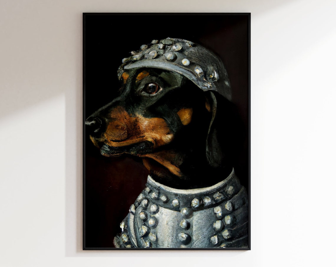 Dog In The Middle Ages Doberman Knight Dog Funny Picture Pet Portrait Dog Portrait Oil Painting Oil Painting Dog