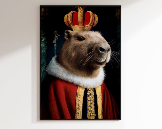Capybara In The Middle Ages Capybara King Capybara Picture Funny Picture Animal Portrait Capybara Portrait Oil Painting Oil Painting Animal