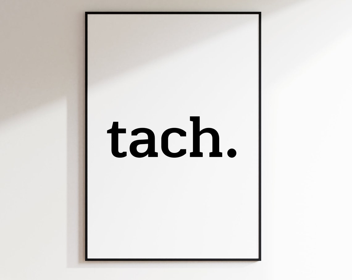 Tach German Greeting Minimalist Typography Black and White Poster