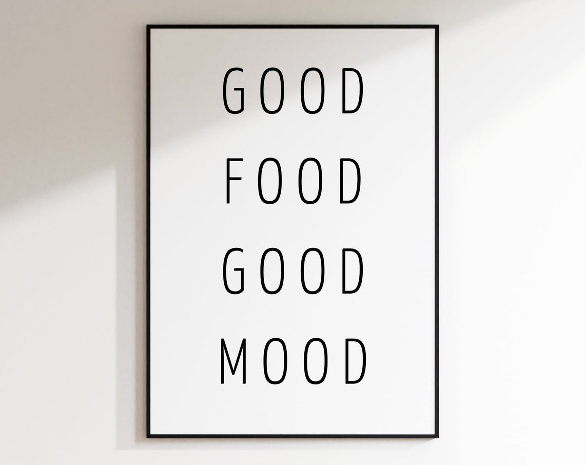 Good Food Good Mood Minimalist Kitchen Typography Decor Poster