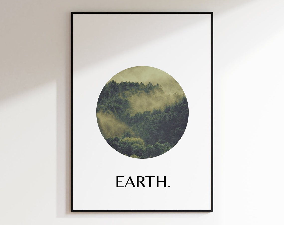 Earth Misty Forest Circle Photo Minimal Typography Nature Poster